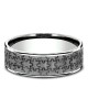 Gentlemen's Puzzle Pattern Thin Edge Comfort Fit Band in White Gold and Grey Tantalum